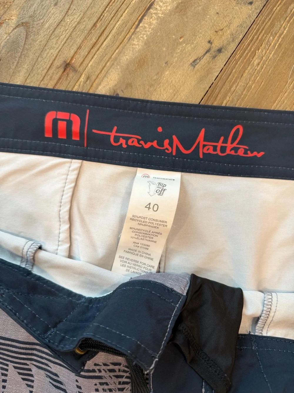 Travis Mathew Gray Swim Shorts with Red & Black Trim -excellent condition